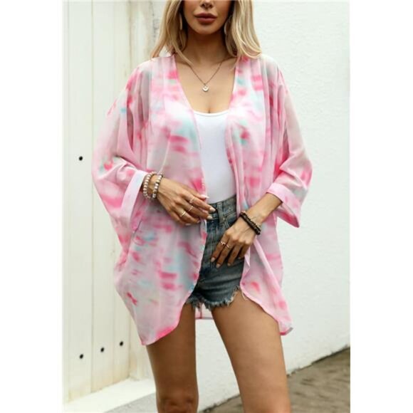 Kimono Cardigan Cape 3/4 Bat Sleeve - Picture 4 of 7